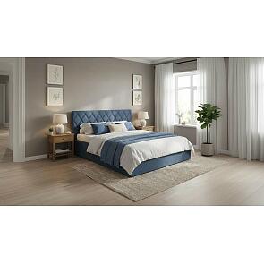 Кровать Fresco Plus рогожка nice океан без подъёмного механизма 1200x2000, изголовье мягкое