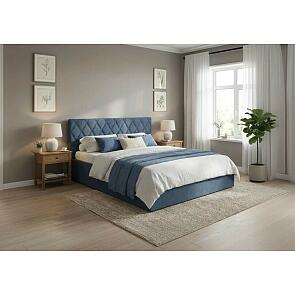 Кровать Fresco Plus рогожка nice океан без П/М 1200x2000, ортопедическое основание, изголовье мягкое