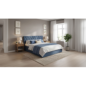 Кровать Fresco Plus рогожка nice океан без П/М 1200x2000, ортопедическое основание, изголовье мягкое