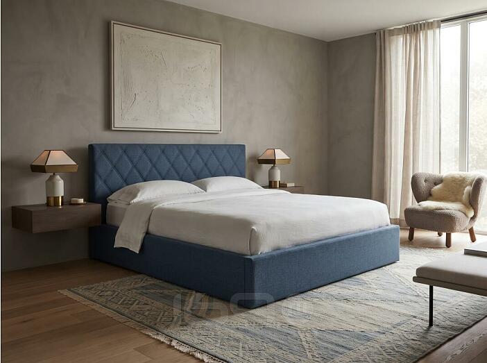Кровать Fresco Plus рогожка nice океан без П/М 1400x2000, ортопедическое основание, изголовье мягкое