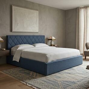 Кровать Fresco Plus рогожка nice океан без П/М 1400x2000, ортопедическое основание, изголовье мягкое