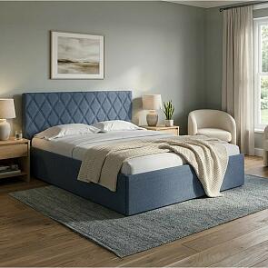 Кровать Fresco Plus рогожка nice океан без П/М 900x2000, изголовье мягкое