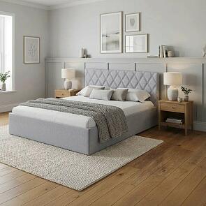 Кровать Fresco Plus рогожка nice серебряный без П/М 1200x2000, изголовье мягкое