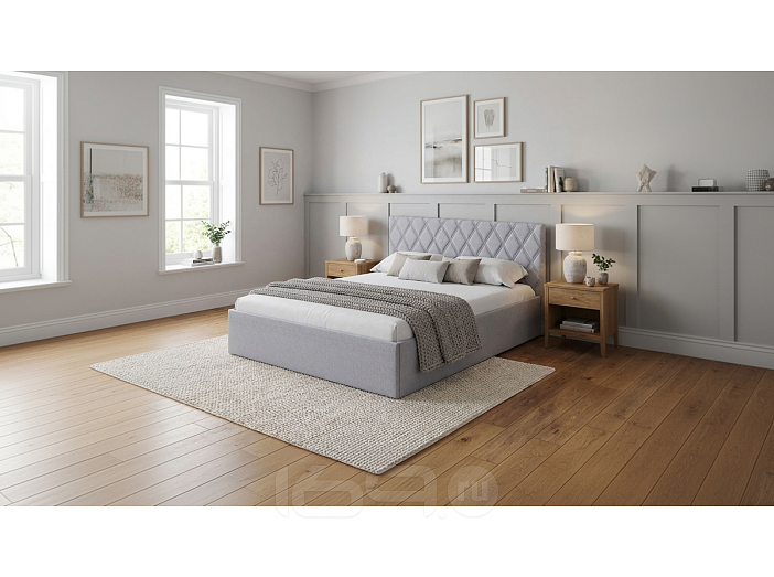 Кровать Fresco Plus рогожка nice серебряный без П/М 1200x2000, ортопедическое основание, изголовье мягкое