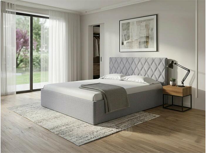 Кровать Fresco Plus рогожка nice серебряный без П/М 900x2000, изголовье мягкое