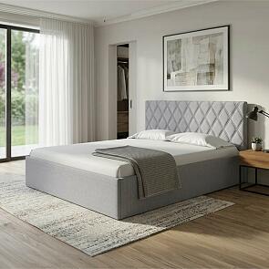 Кровать Fresco Plus рогожка nice серебряный без П/М 900x2000, изголовье мягкое