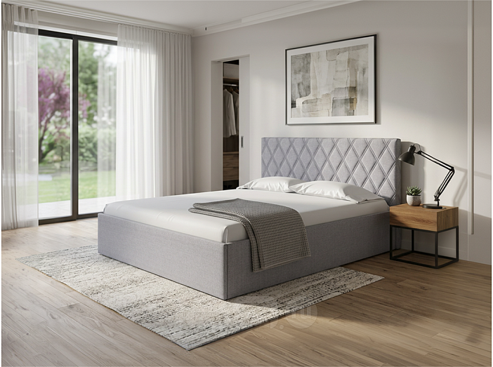 Кровать Fresco Plus рогожка nice серебряный без П/М 900x2000, ортопедическое основание, изголовье мягкое