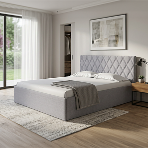 Кровать Fresco Plus рогожка nice серебряный без П/М 900x2000, ортопедическое основание, изголовье мягкое
