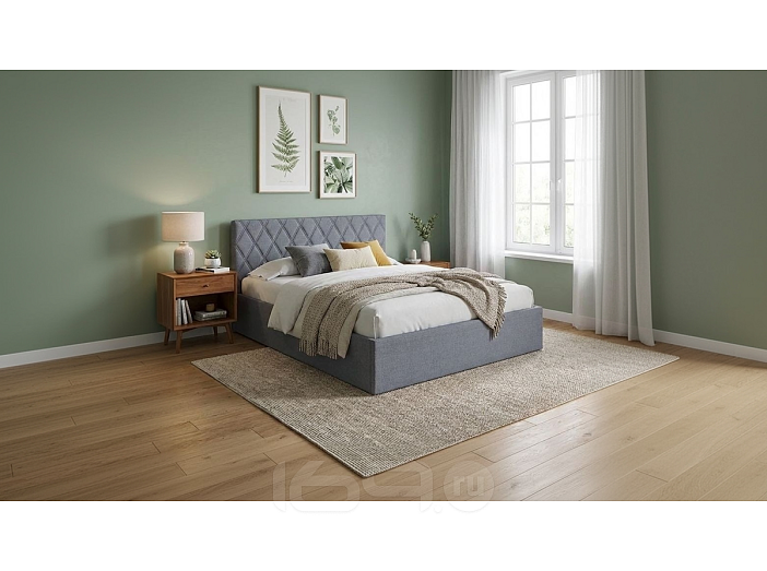 Кровать Fresco Plus рогожка nice серый без П/М 1200x2000, ортопедическое основание, изголовье мягкое