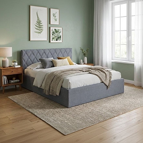 Кровать Fresco Plus рогожка nice серый без П/М 1200x2000, ортопедическое основание, изголовье мягкое