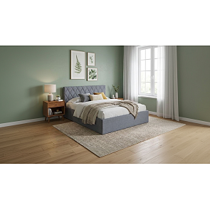 Кровать Fresco Plus рогожка nice серый без П/М 1200x2000, ортопедическое основание, изголовье мягкое