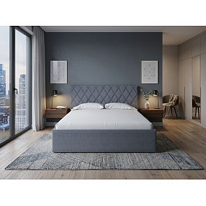 Кровать Fresco Plus рогожка nice серый без П/М 1400x2000, ортопедическое основание, изголовье мягкое