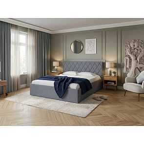 Кровать Fresco Plus рогожка nice серый без П/М 900x2000, ортопедическое основание, изголовье мягкое