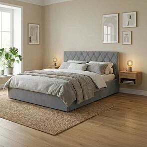 Кровать Fresco Plus велюр ultra осенний туман без П/М 1200x2000, изголовье мягкое