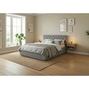 Кровать Fresco Plus велюр ultra осенний туман без П/М 1200x2000, ортопедическое основание, изголовье мягкое