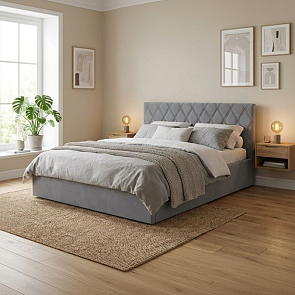 Кровать Fresco Plus велюр ultra осенний туман без П/М 1200x2000, ортопедическое основание, изголовье мягкое