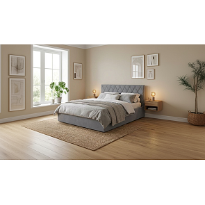 Кровать Fresco Plus велюр ultra осенний туман без П/М 1200x2000, ортопедическое основание, изголовье мягкое