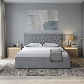 Кровать Fresco Plus велюр ultra осенний туман без П/М 1400x2000, ортопедическое основание, изголовье мягкое