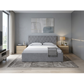 Кровать Fresco Plus велюр ultra осенний туман без П/М 1400x2000, ортопедическое основание, изголовье мягкое