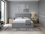 Кровать Fresco Plus велюр ultra осенний туман без П/М 140x200, изголовье мягкое