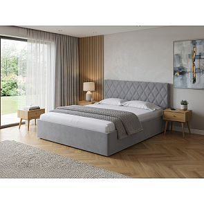 Кровать Fresco Plus велюр ultra осенний туман без П/М 900x2000, ортопедическое основание, изголовье мягкое