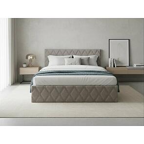 Кровать Fresco с бельевым ящиком рогожка nice кремовый 1400x2000, изголовье мягкое