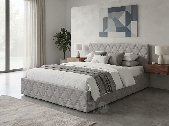 Кровать Fresco с бельевым ящиком рогожка nice кремовый 1800x2000, изголовье мягкое