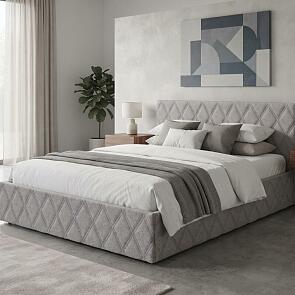 Кровать Fresco с бельевым ящиком рогожка nice кремовый 1800x2000, изголовье мягкое