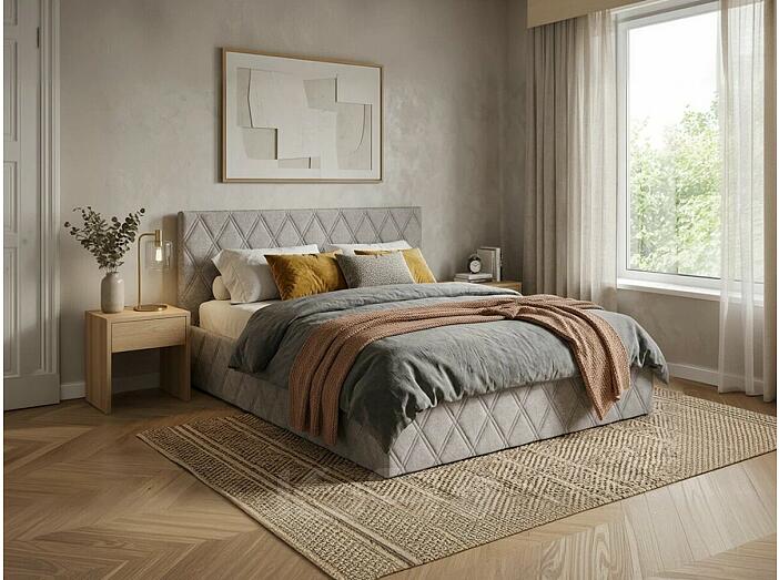 Кровать Fresco с бельевым ящиком рогожка nice кремовый 900x2000, изголовье мягкое