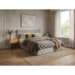 Кровать Fresco с бельевым ящиком рогожка nice кремовый 900x2000, изголовье мягкое