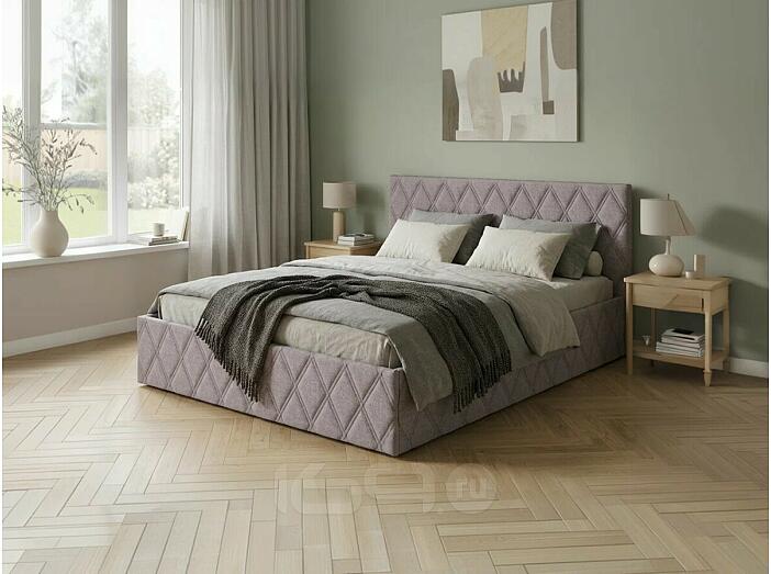 Кровать Fresco с бельевым ящиком рогожка nice латте 900x2000, изголовье мягкое