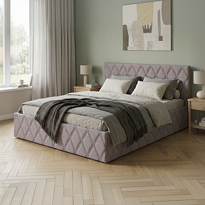 Кровать Fresco с бельевым ящиком рогожка nice латте 900x2000, изголовье мягкое