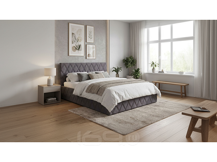 Кровать Fresco с бельевым ящиком рогожка nice мокко 1200x2000, изголовье мягкое