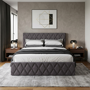 Кровать Fresco рогожка nice мокко без П/М 140x200, без ортопедического основания, изголовье мягкое