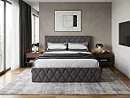 Кровать Fresco рогожка nice мокко без П/М 140x200, без ортопедического основания, изголовье мягкое