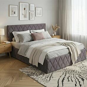 Кровать Fresco с бельевым ящиком рогожка nice мокко 900x2000, изголовье мягкое