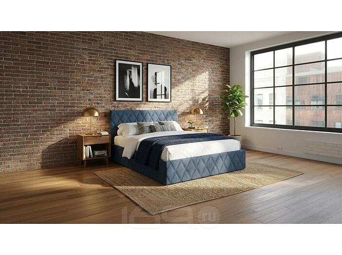 Кровать Fresco с бельевым ящиком рогожка nice океан без подъёмного механизма 1200x2000, без ортопедического основания, изголовье мягкое