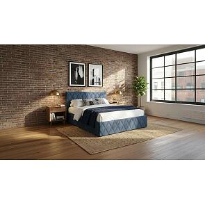 Кровать Fresco с бельевым ящиком рогожка nice океан без подъёмного механизма 1200x2000, без ортопедического основания, изголовье мягкое