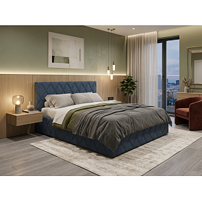 Кровать Fresco с бельевым ящиком рогожка nice океан 1400x2000, изголовье мягкое
