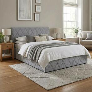 Кровать Fresco с бельевым ящиком рогожка nice серебряный 1200x2000, изголовье мягкое