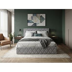 Кровать Fresco с бельевым ящиком рогожка nice серебряный 1400x2000, изголовье мягкое