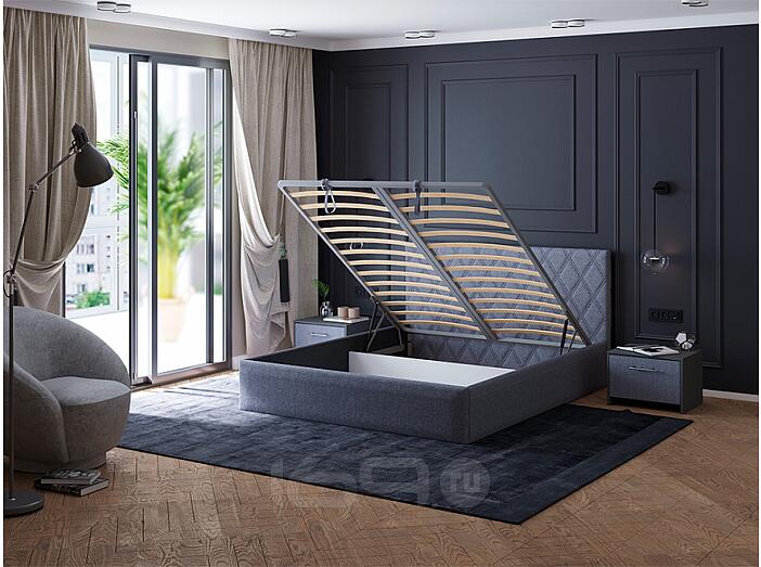 Кровать Fresco с бельевым ящиком Nice Серый 160-200