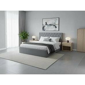 Кровать Fresco с бельевым ящиком велюр ultra осенний туман 1400x2000, изголовье мягкое