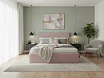 Кровать Fresco велюр ultra розовый мусс без П/М 140x200, без ортопедического основания, изголовье мягкое