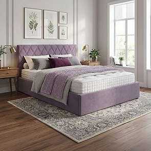 Кровать Fresco с бельевым ящиком велюр ultra сливовый 1200x2000, изголовье мягкое
