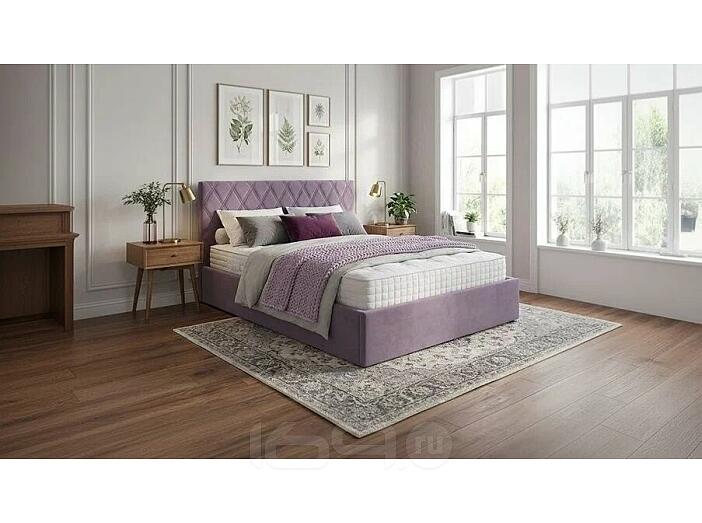 Кровать Fresco с бельевым ящиком велюр ultra сливовый 1400x2000, изголовье мягкое