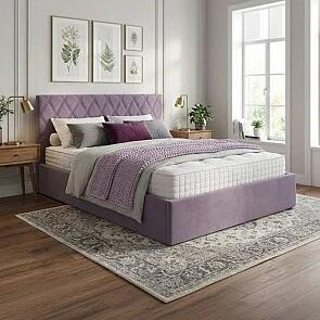 Кровать Fresco с бельевым ящиком велюр ultra сливовый 1400x2000, изголовье мягкое