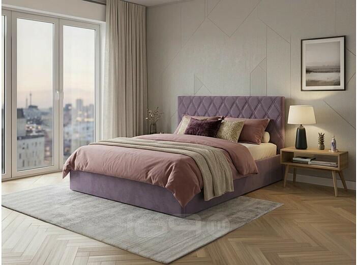 Кровать Fresco с бельевым ящиком велюр ultra сливовый 900x2000, изголовье мягкое