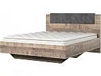 Кровать Hugo без обивки дуб гранж песочный без П/М 160x200, без ортопедического основания, изголовье жесткое