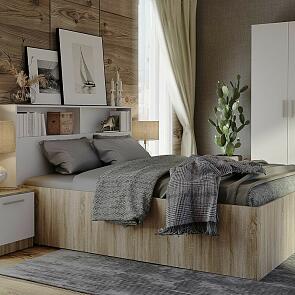Кровать Илга без обивки дуб сонома без П/М 1600x2000, изголовье жесткое